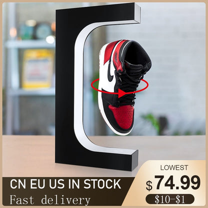 Magnetic Levitation Floating Shoe Display Stand Swivel Sneaker Stand LED Light Rotation for Advertising Store Collection Display