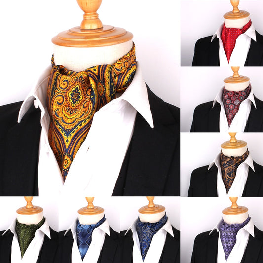 New Floral Paisley Men Cashew Tie Wedding Formal Cravat Ascot Scrunch Self British Gentleman Polyester Soft Neck Tie Luxury