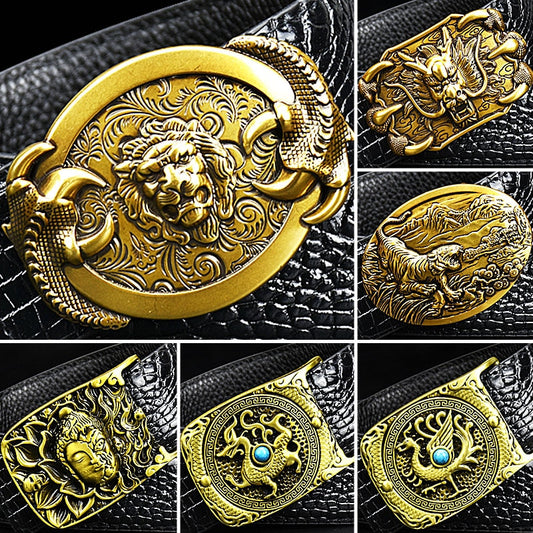 men's belt China Dragon Belt business casual High-quality crocodile pattern leather belt young men's fashion Luxury jeans belt