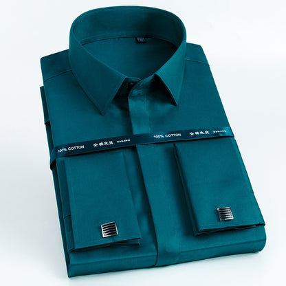 Luxury Mercerized Cotton French Cuff |  Button Shirts | Long Sleeve High Quality - Evanston Magazine Men's Apparel Evanston Magazine Men's Apparel