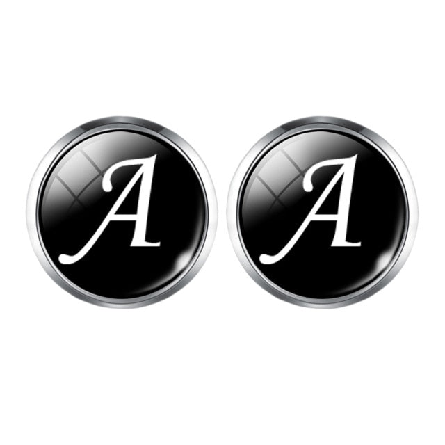 Single Alphabet Monogram Cufflinks Silver Color - Evanston Magazine Men's Apparel Evanston Magazine Men's Apparel