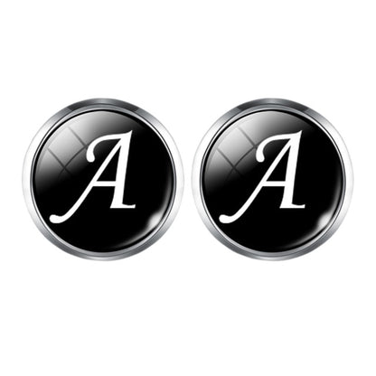 Single Alphabet Monogram Cufflinks Silver Color - Evanston Magazine Men's Apparel Evanston Magazine Men's Apparel