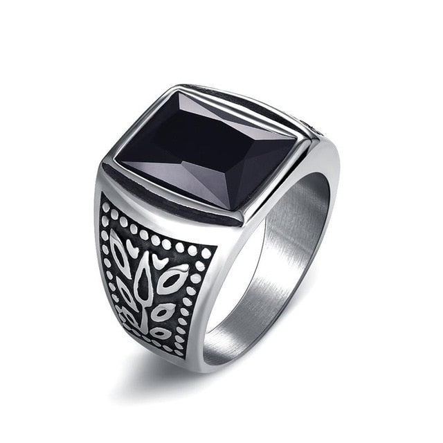 Hiphop Rings | Stainless Steel Black/Red Stone Rings Rock Fashion Male Jewelry - Evanston Magazine Men's Apparel Evanston Magazine Men's Apparel