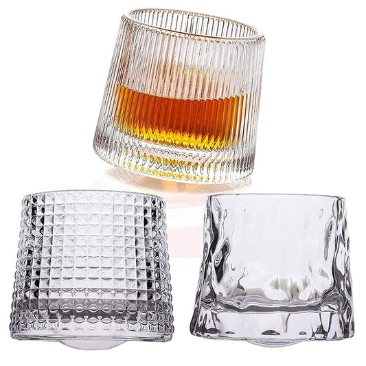 2PCS Spinning Whisky Glass Whiskey Tumblers | Old Fashioned Scotch | Bourbon Glasses (Free Shipping Set of 2) - Evanston Magazine Men's Apparel Evanston Magazine Men's Apparel