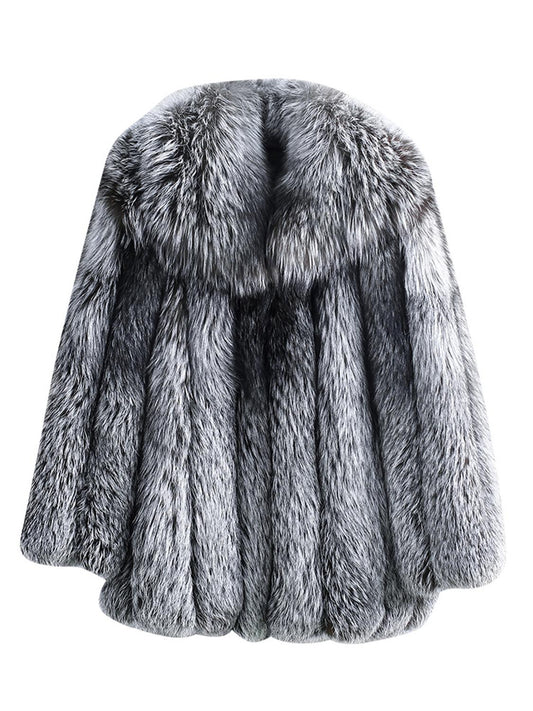 Real Silver Fox Fur Vertical Stripes Coat Outwear - Evanston Magazine Men's Apparel Evanston Magazine Men's Apparel
