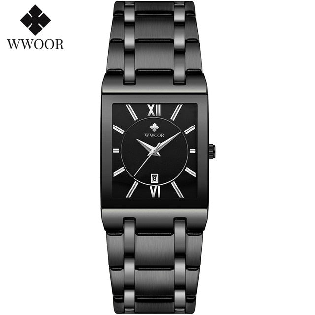 Classic Design Watch For Men Gold Quartz Wrist Watches | Top Brand Luxury Fashion Square Full Steel Waterproof - Evanston Magazine Men's Apparel Evanston Magazine Men's Apparel