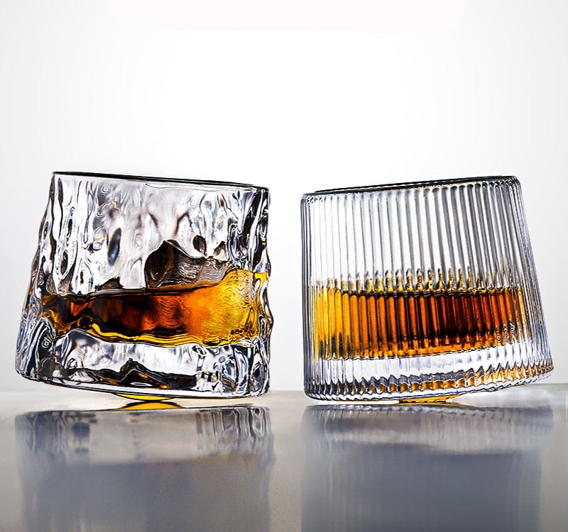 Spinning Whisky Glass Whiskey Tumblers, Old Fashioned Scotch Bourbon Glasses - Evanston Magazine Men's Apparel Evanston Magazine Men's Apparel