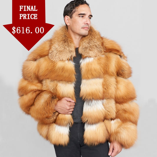 Black Fox Fur Coat Men Bomber | Real Fur Outwear Full Pelt Fox Fur Collar - Evanston Magazine Men's Apparel Evanston Magazine Men's Apparel