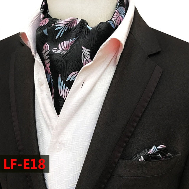 New Paisley Floral Ascot Tie. Pocket Square. Men Silk Cravat Tie Handkerchief Set - Evanston Magazine Men's Apparel Evanston Magazine Men's Apparel