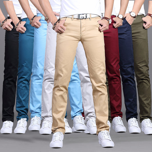 New Casual Pants Men Cotton | Slim Fit Chinos Fashion Trousers Male Brand Clothing 9 colors Plus Size 28-38 - Evanston Magazine Men's Apparel Evanston Magazine Men's Apparel